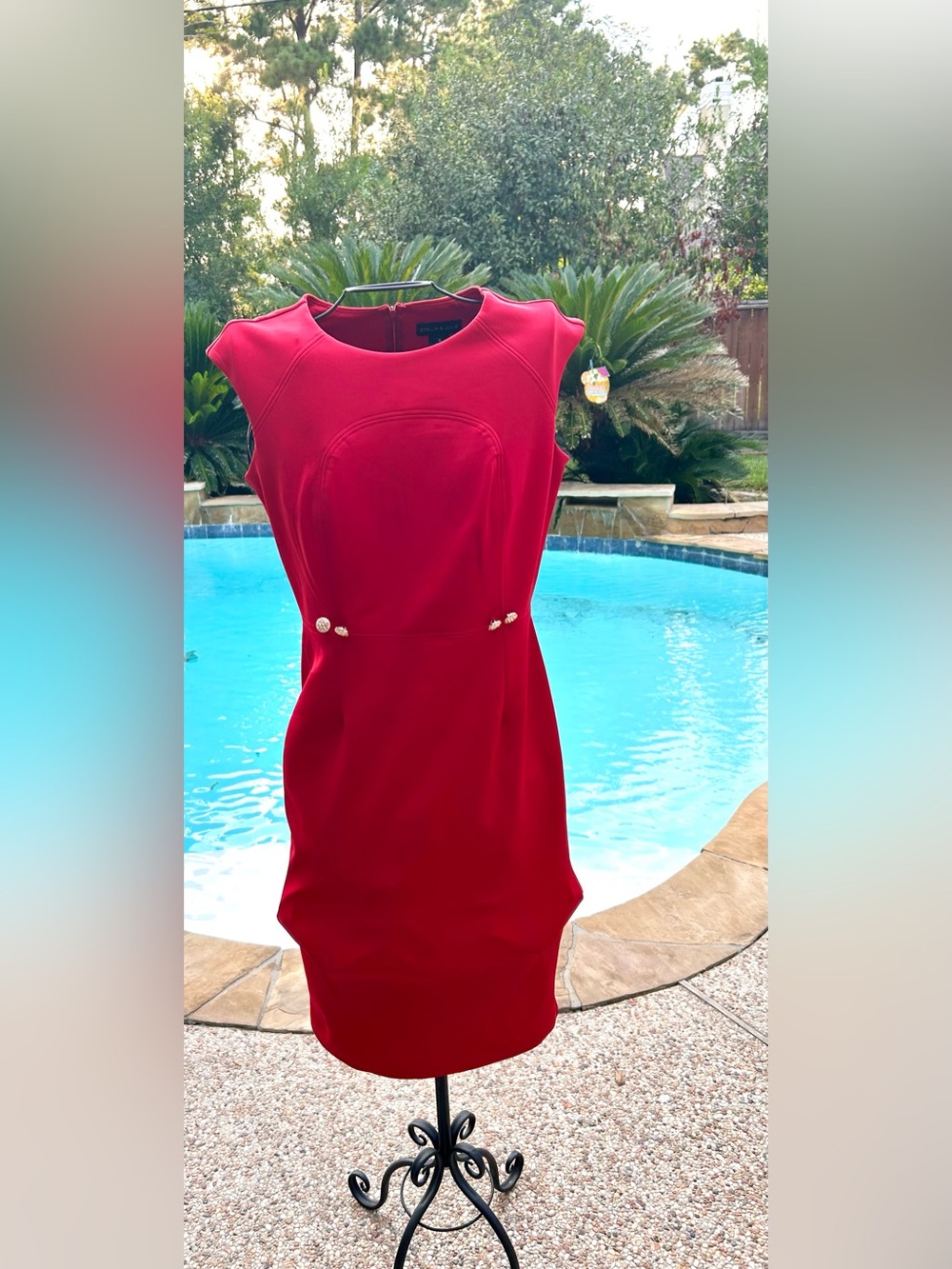 Stella McCartney Red Cap-Sleeve Sheath Dress